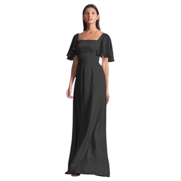 Sachin + Babi Womens Black Aurora Short Flutter Sleeve Gown Size 18W NEW - Picture 2 of 8